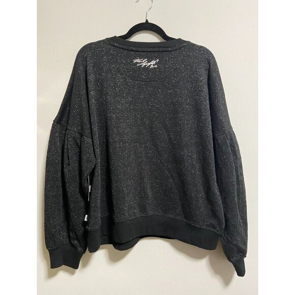 KARL LAGERFELD Puff-Sleeve Crew-Neck Sweater In Black/Silver Size XL - Picture 8 of 10